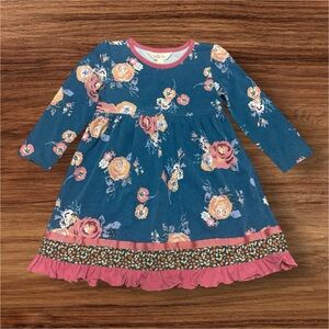 Matilda Jane Hold Me Close Floral Dress with Pink Ruffle Hem Size 18-24 Months